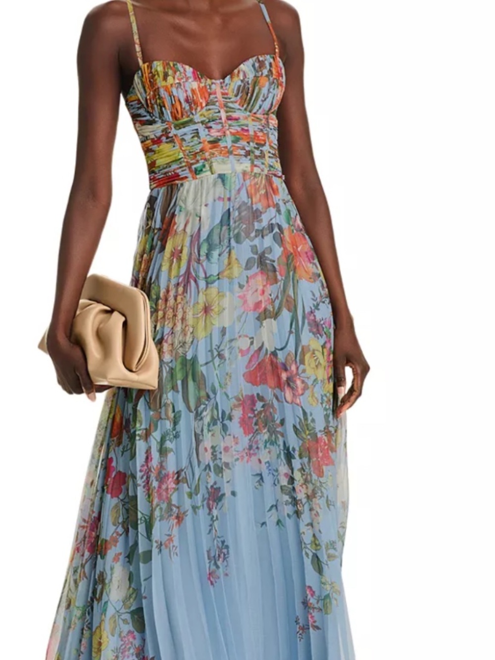 Aqua Pleated Floral Guest of Dress - Exclusive